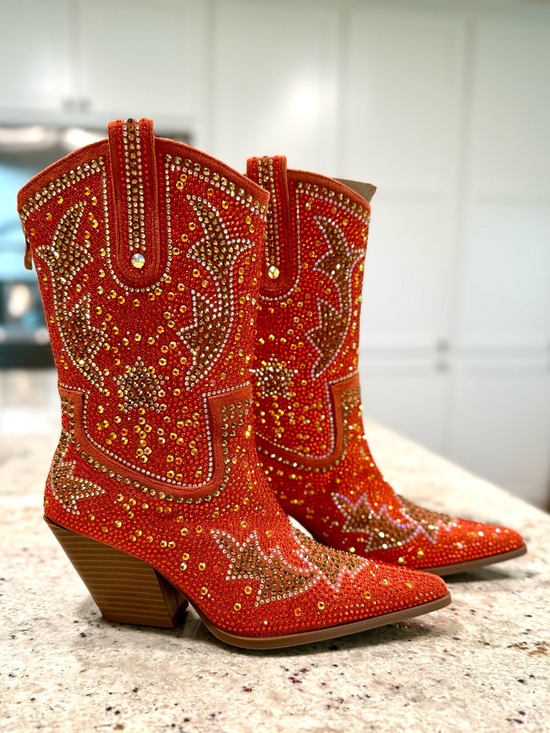 Azalea Wang Shoes - AZALEA WANG WOMEN'S ORANGE "SCOTT" WESTERN BOOTIES Cowboy Boots "NWT"